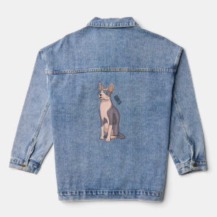 Sphynx cat cartoon illustration denim jacket