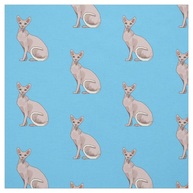 Sphynx cat cartoon illustration fabric (Swatch)