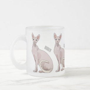 Sphynx cat cartoon illustration frosted glass coffee mug