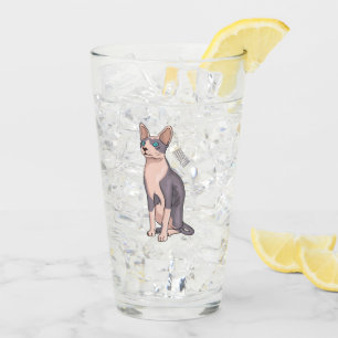 Sphynx cat cartoon illustration  glass
