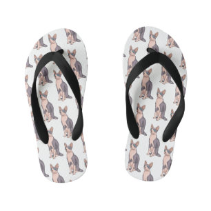 Sphynx cat cartoon illustration kid's jandals
