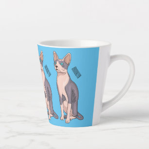 Sphynx cat cartoon illustration latte mug