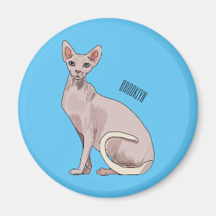 Sphynx cat cartoon illustration  magnet