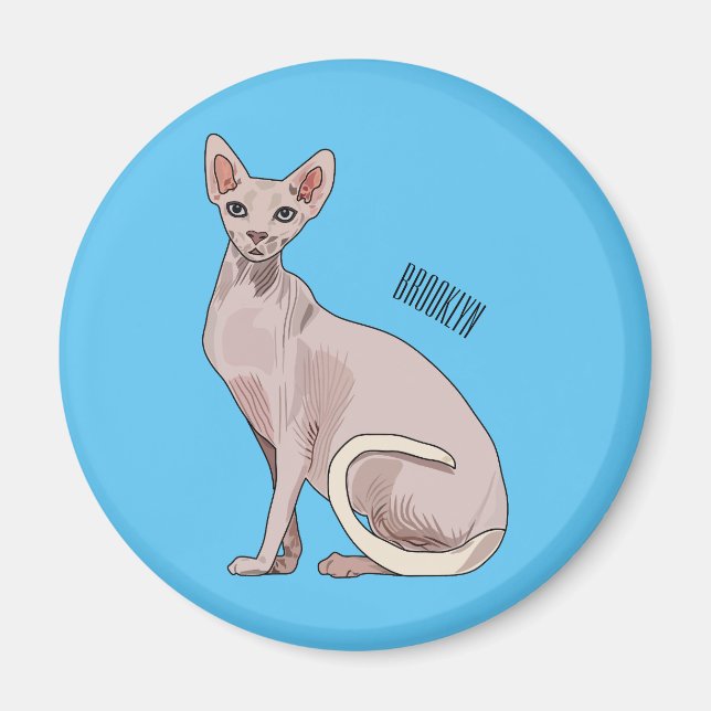 Sphynx cat cartoon illustration  magnet (Front)