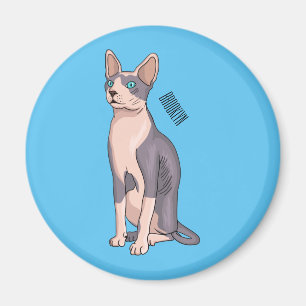 Sphynx cat cartoon illustration magnet