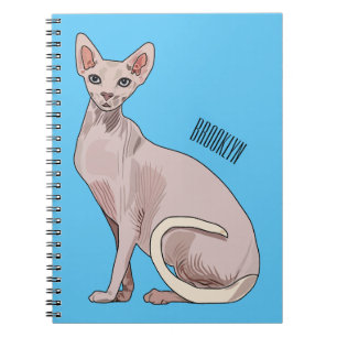 Sphynx cat cartoon illustration notebook