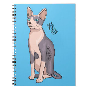 Sphynx cat cartoon illustration  notebook