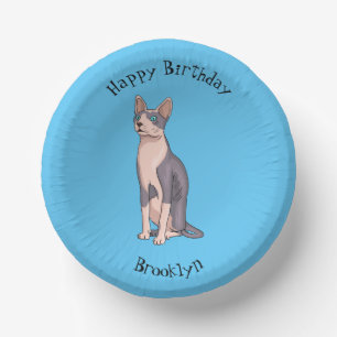 Sphynx cat cartoon illustration paper plate