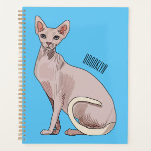 Sphynx cat cartoon illustration planner