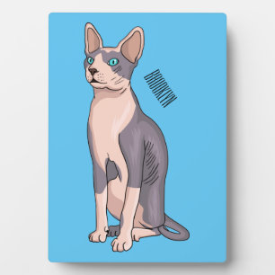 Sphynx cat cartoon illustration plaque