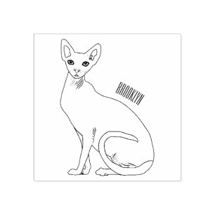 Sphynx cat cartoon illustration rubber stamp