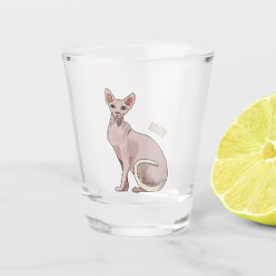 Sphynx cat cartoon illustration shot glass