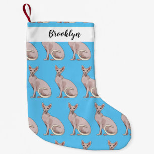 Sphynx cat cartoon illustration  small christmas stocking