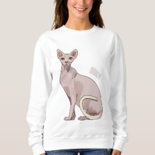 Sphynx cat cartoon illustration  sweatshirt