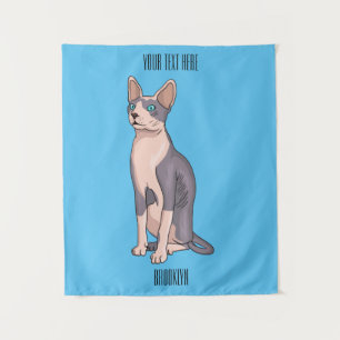 Sphynx cat cartoon illustration tapestry