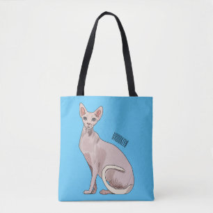 Sphynx cat cartoon illustration  tote bag