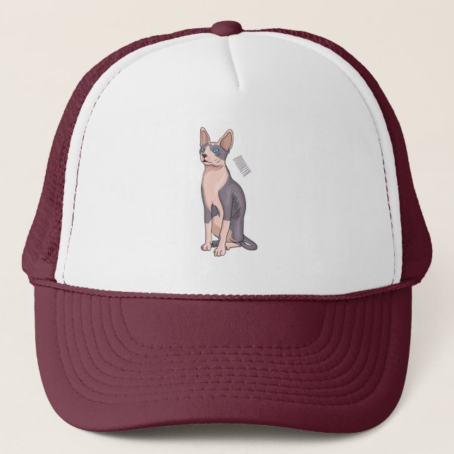 Sphynx cat cartoon illustration  trucker hat (Front)