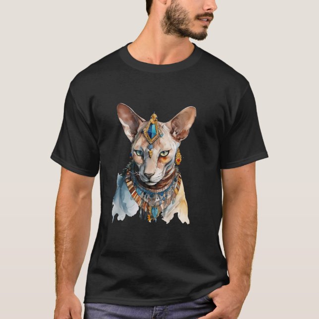 Sphynx Cat Cat Egyptian Cat Cat  Watercolor T-Shirt (Front)