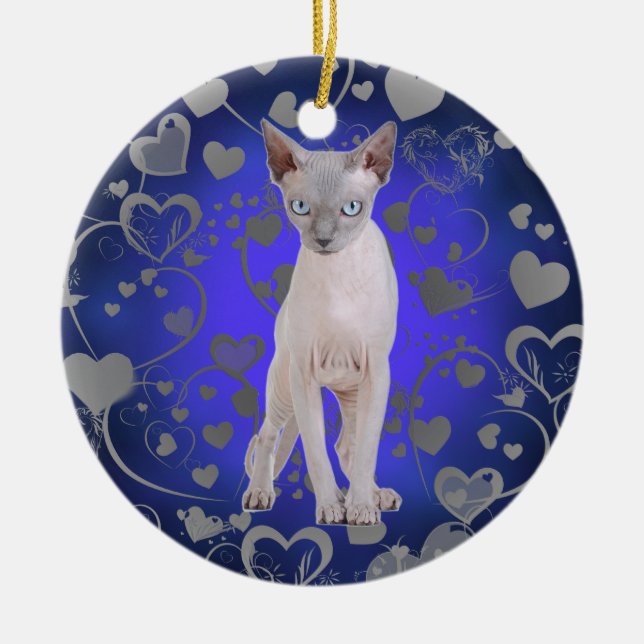 Sphynx cat ceramic tree decoration (Front)