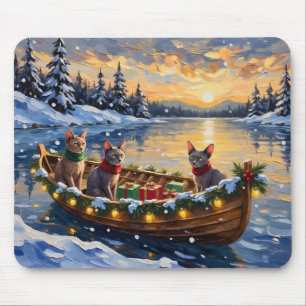Sphynx Cat Christmas Boat Holiday Mouse Pad