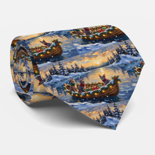 Sphynx Cat Christmas Boat Holiday Tie