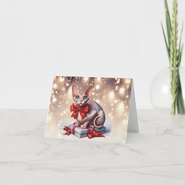 Sphynx Cat Christmas Card (Front)