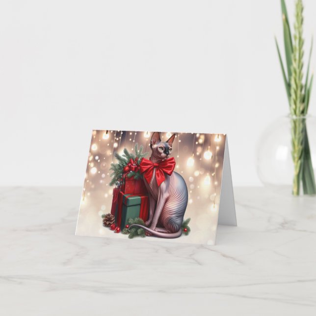 Sphynx Cat Christmas Card (Front)