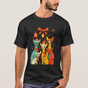 Sphynx Cat Christmas Lights Funny Santa Holiday Ca T-Shirt
