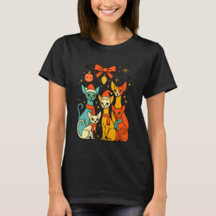 Sphynx Cat Christmas Lights Funny Santa Holiday Ca T-Shirt