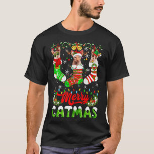 Sphynx Cat Christmas Santa Hat Scarf Holiday Cute T-Shirt
