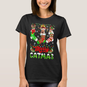 Sphynx Cat Christmas Santa Hat Scarf Holiday Cute T-Shirt