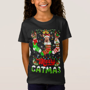 Sphynx Cat Christmas Santa Hat Scarf Holiday Cute T-Shirt