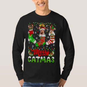 Sphynx Cat Christmas Santa Hat Scarf Holiday Cute T-Shirt