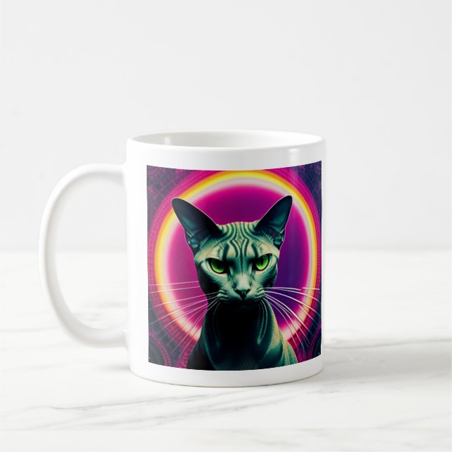 Sphynx cat. colorful. street art design coffee mug (Left)