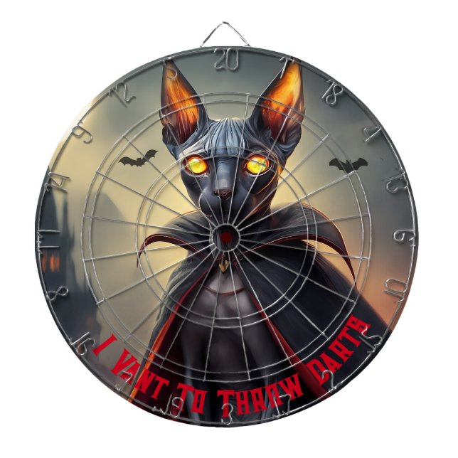 Sphynx Cat Dracula Funny Sayings DartBoard Game (Front)