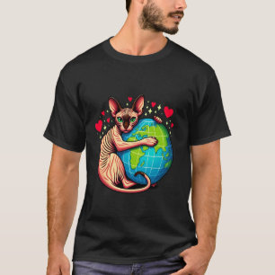 Sphynx Cat Earth Day Hug Love Owner Planet Lover L T-Shirt