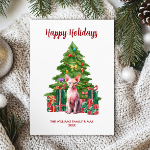Sphynx Cat Family Christmas Holiday Card