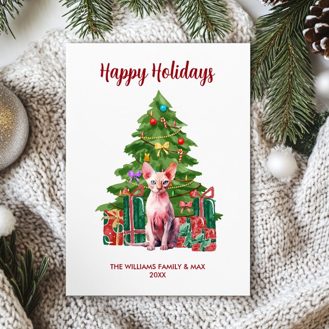 Sphynx Cat Family Christmas Holiday Card (Creator Uploaded)