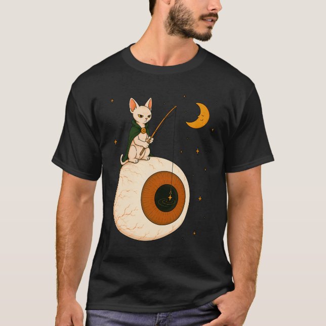 Sphynx Cat Fishing Eyeball T-Shirt (Front)