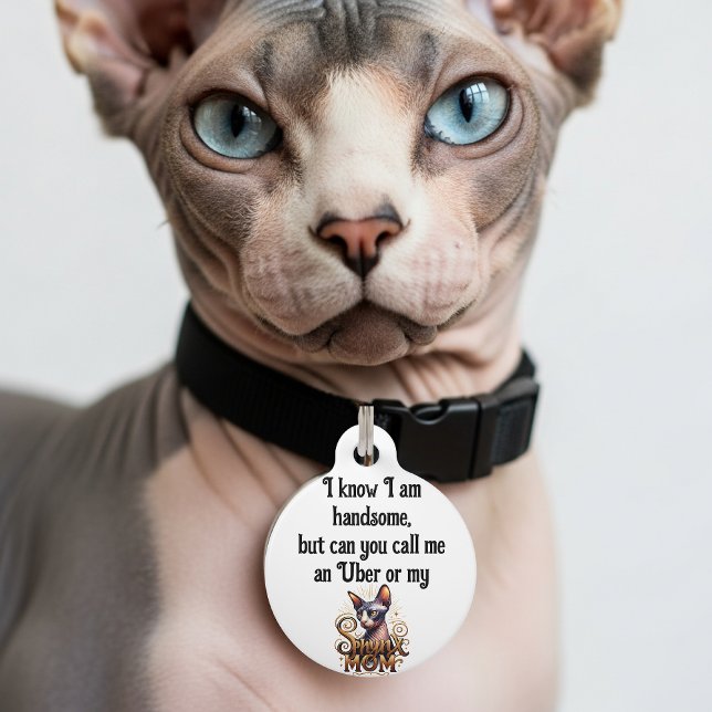 Sphynx Cat Funny  Pet Tag (Funny Cat ID tag sphynx cats)