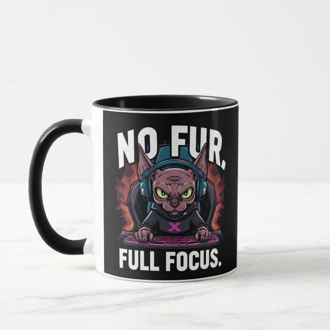 Sphynx Cat Gamer Full Focus Artwork Mug (Left)