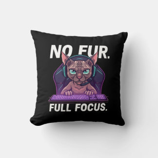 Sphynx Cat Gamer Full Focus Neon Art Cushion
