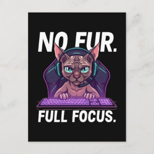 Sphynx Cat Gamer Full Focus Neon Art Holiday Postcard