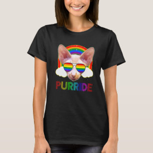 Sphynx Cat Gay Pride Lgbt Rainbow Flag Sunglasses T-Shirt