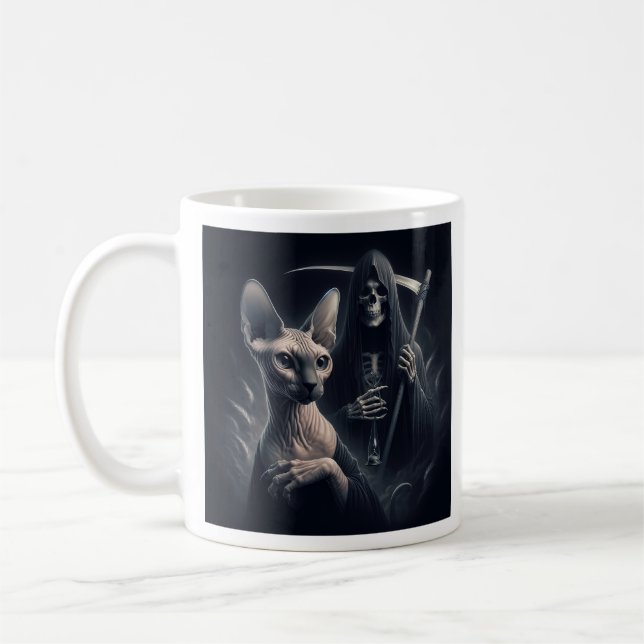 Sphynx Cat Grim Reaper  Coffee Mug (Left)