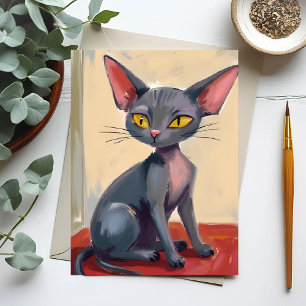 Sphynx Cat Hairless Cat Pet Watercolor Postcard