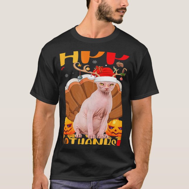 Sphynx Cat Happy Sphynx Cat Hellothanksmas T-Shirt (Front)
