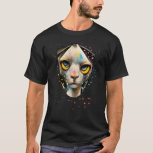 Sphynx Cat in Colourful Paint Splatter Bizarre Str T-Shirt