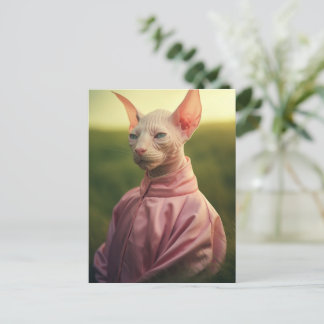 Sphynx Cat in Outfit – Playful Nature Art Postcard