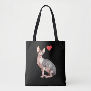 Sphynx Cat Lover Kitten Heart Tote Bag